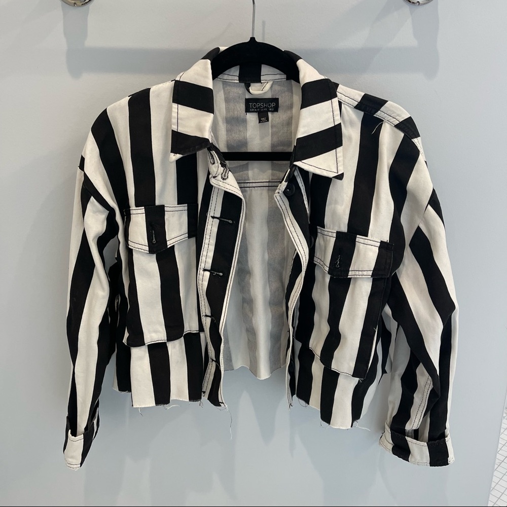Topshop Denim Striped Jacket (shacket)